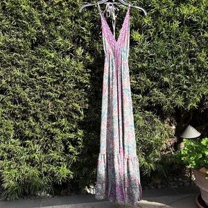 Floral Pink and Blue Maxi Dress